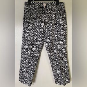 Laundry by Shelli Segal Pants Womens 10 Black&White Print Capri Cotton Spandex